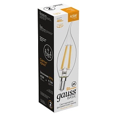 Лампа светодиодная филаментная Gauss E14 4,5W 2700K прозрачная 1041115 4