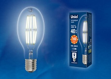 Лампа светодиодная филаментная Uniel E40 40W 4000K прозрачная LED-ED90-40W/NW/E40/CL GLP05TR UL-00003762 1