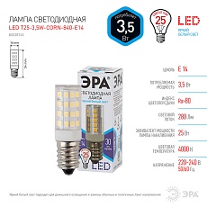 Лампа светодиодная ЭРА E14 3,5W 4000K прозрачная LED T25-3,5W-CORN-840-E14 Б0028745 2