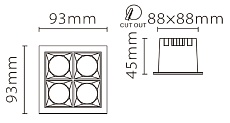 Встраиваемый светодиодный светильник Fiberli XL003-4T 12130306 1