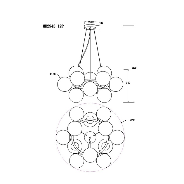 Подвесная люстра MyFar Aerton MR2943-12P изображение 7 Подвесная люстра MyFar Aerton MR2943-12P Фото № 7