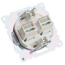 Розетка компьютерная 2-местная RJ-45 (механизм) Stekker GLS00-7109-01 Катрин, белый 50003 3