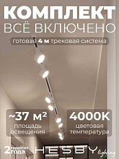 Накладная однофазная трековая система Hesby Lighting Skylite №13 со светильниками HSBL_kompl_S013_NI4W4K