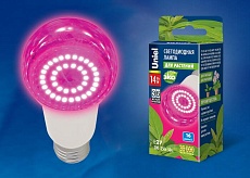 Лампа светодиодная для растений Uniel E27 14W прозрачная LED-A60-14W/SPSB/E27/CL PLP30WH UL-00006260 1