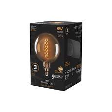 Лампа светодиодная филаментная Gauss E27 8W 2400K золотая 154802008 1
