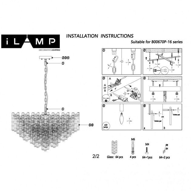 Подвесной светильник iLamp Gramercy 670P-16 CR+CL изображение 4 Подвесной светильник iLamp Gramercy 670P-16 CR+CL Фото № 4