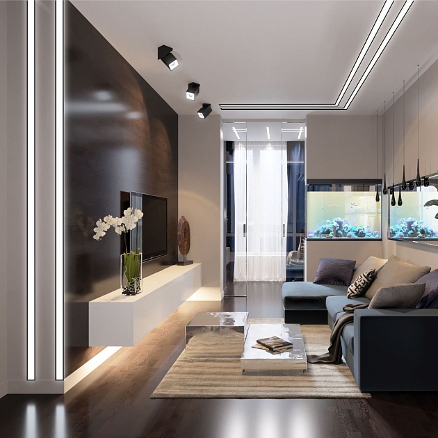 Профиль встраиваемый с рассеивателем черный/белый 2м. Apeyron 08-02-ЧБ Фото № 10