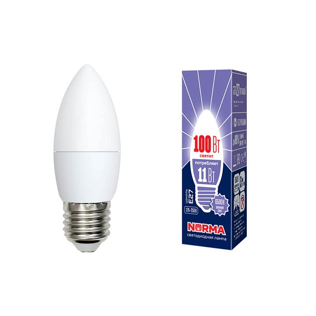 Лампа светодиодная E27 11W 6500K матовая LED-C37-11W/DW/E27/FR/NR UL-00003813 фото 