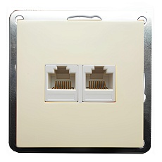 Розетка LK Studio телефонная двойная 2хRJ-11 с накладкой (бежевый) LK60 865601-1
