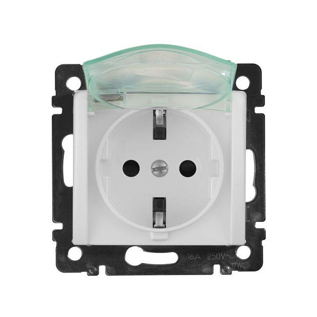 Розетка 2К+З Legrand Valena 16A 250V со шторками крышкой немецкий стандарт белая 774220 Фото № 1