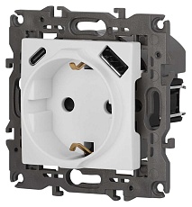 Розетка ЭРА Elegance 14-4108-01М 2P+E 16A-250В со шторками с USB type-A+C 5В-3А белый матовый Б0067710 4