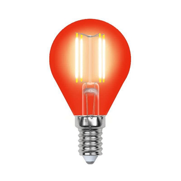 Лампа светодиодная филаментная Uniel E14 5W красная LED-G45-5W/RED/E14 GLA02RD UL-00002985 Фото № 1