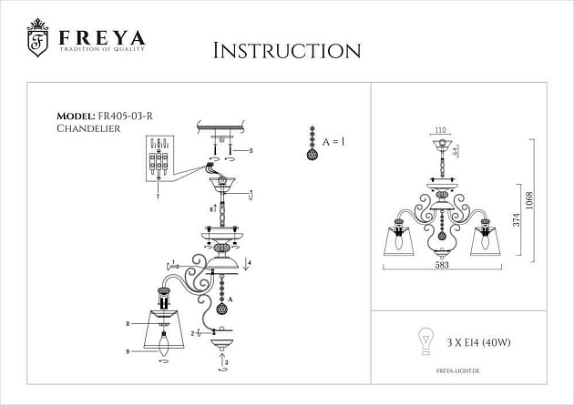Подвесная люстра Freya Driana FR2405-PL-03-BZ Фото № 6