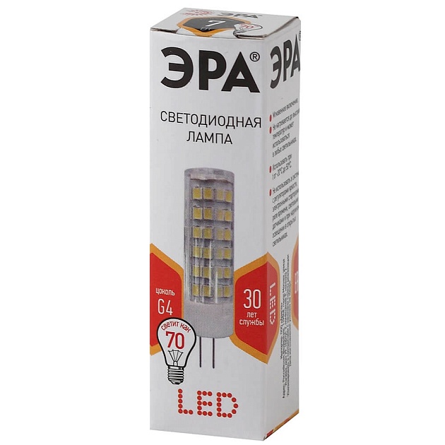 Лампа светодиодная ЭРА G4 7W 2700K прозрачная LED JC-7W-220V-CER-827-G4 Б0027859 фото 3