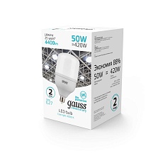 Лампа светодиодная Gauss E27 50W 4000K матовая 63225 3
