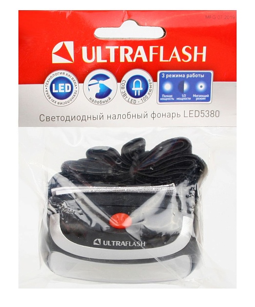 Налобный светодиодный фонарь Ultraflash Headlite от батареек 70х50 100 лм LED5380 12870 фото 6
