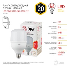 Лампа светодиодная ЭРА E27 20W 2700K матовая LED POWER T80-20W-2700-E27 Б0027000 1