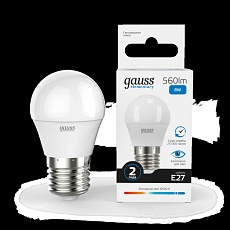Лампа светодиодная Gauss E27 8W 6500K матовая 53238 2