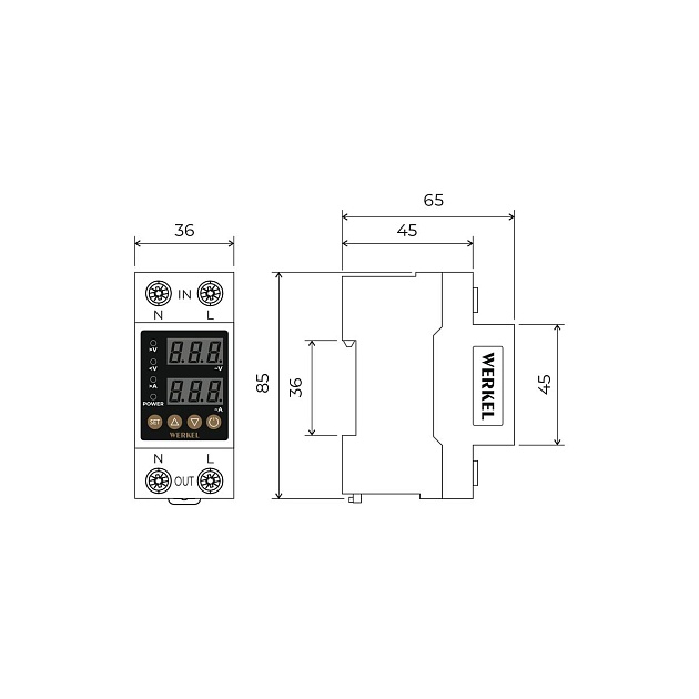 Реле напряжения Werkel 1P+N 63А W932P63R 4690389204425 Фото № 2