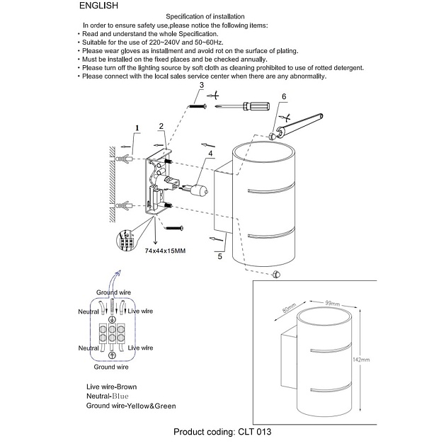 Настенный светильник Crystal Lux CLT 013 BL изображение 2 Настенный светильник Crystal Lux CLT 013 BL Фото № 2