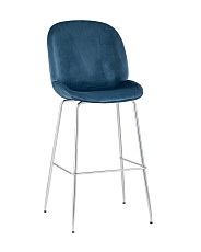 Барный стул Stool Group Турин со спинкой бархат маренго хромированные ножки 8329C VELVET BLUE CH/L 1