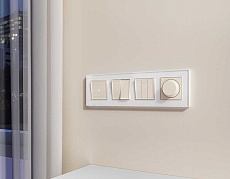 Комплект механизма 2-кл проходного выключателя AMBRELLA VOLT ALFA Бежевый глянец QUANT (AP3030, VM120) MA303020 2