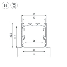 Профиль встраиваемый Arlight Linia49-F-S-2000 Black 041873 1