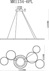 Подвесной светодиодный светильник MyFar Victory MR1134-6PL 1