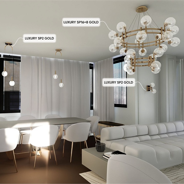 Подвесная люстра Crystal Lux Luxury SP16+8 Gold Фото № 4