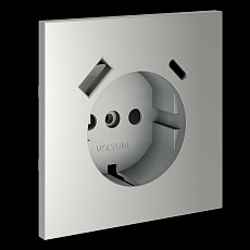 Накладка для розетки с заземлением и защитными шторками с USB A+C S70 (сталь) Voltum VLS001005