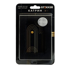 Рамка 2-местная (без перемычки), металл, STEKKER, MFR00-7012-05, серия Катрин, черный 50032 1