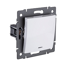 Выключатель 1-клавишный 10А/250В с LED подсветкой, изогнутый, белый Kollinger REA-R-002WH для Aspekt, Eleganz, Reflex 1