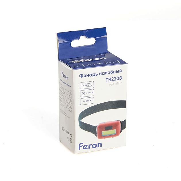 Налобный светодиодный фонарь Feron TH2308 на батарейках 50х40 150 лм 41712 фото 2