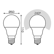 Лампа светодиодная диммируемая Gauss E27 10W 2700K матовая 102502110-S 1