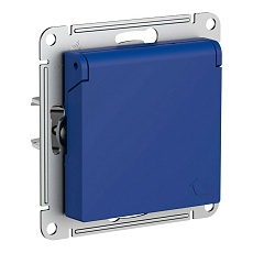 Розетка 2К+З Systeme Electric AtlasDesign 16A 250V со шторками и крышкой аквамарин ATN001146