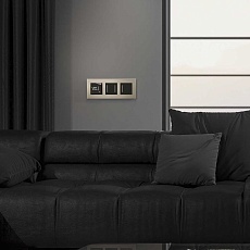 Сенсорный выключатель двухклавишный Werkel с подсветкой черный W4522008 4690389198052 3