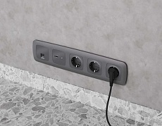 Комплект механизма компьютерной розетки RJ-45 экранированной с автоматической защитной шторкой OMEGA Антрацит серый QUANT (OP6620, VM185) MO662005 3
