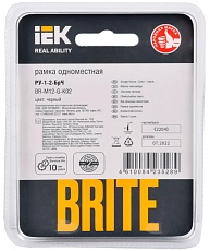 Рамка 1-постовая IEK Brite РУ-1-2-БрЧ черная BR-M12-G-K02 2