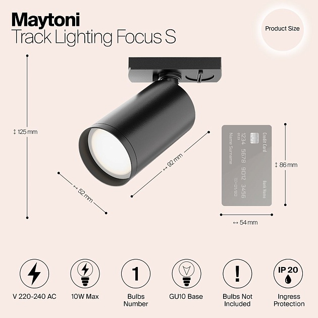 Трековый светильник Maytoni Track Lamps TR020-1-GU10-B Фото № 2