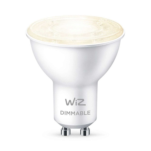 Лампа светодиодная диммируемая WiZ GU10 4,7W 2700K прозрачная Wi-Fi BLE 50W GU10 927 DIM 1PF/6 929002448102 фото 5
