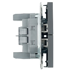 Выключатель 2-клавишный (механизм), СЗК, Stekker, 250В, 10А Эмили, RSW10-5104-10ZK, платиново-серый, soft touch 50239 3
