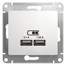 Розетка двойная USB Systeme Electric Glossa Type A+A белая GSL000133
