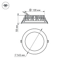 Встраиваемый светодиодный светильник Arlight LTD-145WH-Frost-16W Warm White 110deg 021068 5