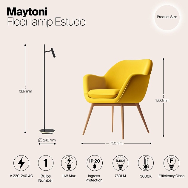 Торшер Maytoni Estudo Z010FL-L8B3K Фото № 9
