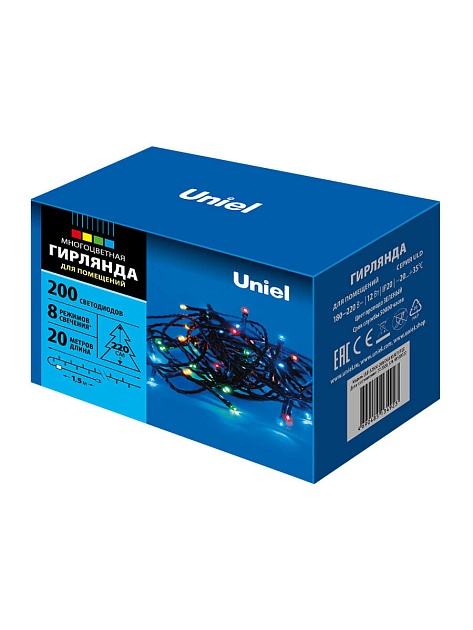 Светодиодная гирлянда Uniel 220V разноцветный ULD-S2000-200/DGA Multi IP20 UL-00007307 фото 3