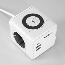 Розеточный блок 3-местный Werkel + 3 USB + беспроводная зарядка W6513501 4690389204265