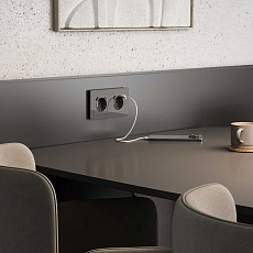 Розетка с заземлением, шторками и USB тип A+C Werkel графит акрил W1171744 4690389197536 1