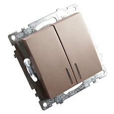 Выключатель двухклавишный Stekker Катрин с подсветкой шампань GLS10-7102-02 39593 4