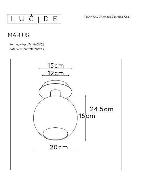 Потолочный светильник Lucide Marius 74114/01/02 Фото № 2