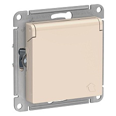 Розетка 2К+З Systeme Electric AtlasDesign 16A 250V со шторками и крышкой бежевая ATN000246